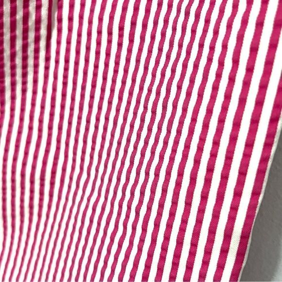 Trina Turk Bright Pink White Seersucker Wide Leg Pants 4 Like New - Picture 8 of 10